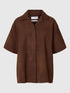Selected Femme Sophie 2/4 suede shirt chestnut